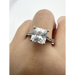 fas 925 sterling silver princess cut engagement Ring Size 8